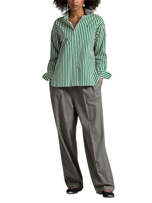 camicia donna a righe bianco e verde Ralph Lauren | 211910743029